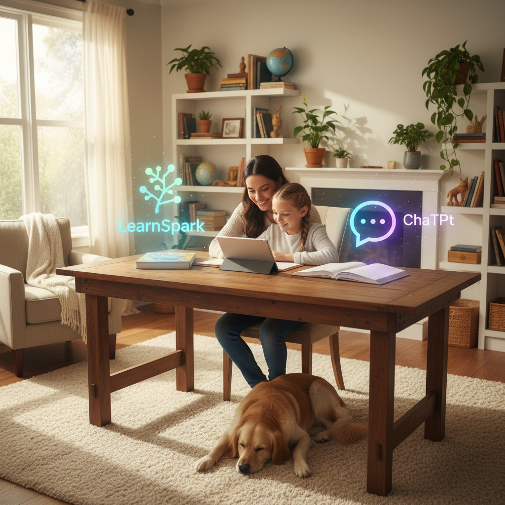 AI-generated illustration for: LearnSpark vs ChatGPT: Choosing the Best Homeschool Tool