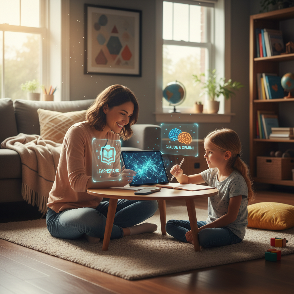AI-generated illustration for: LearnSpark vs Claude & Gemini: Comparing AI for Homeschooling