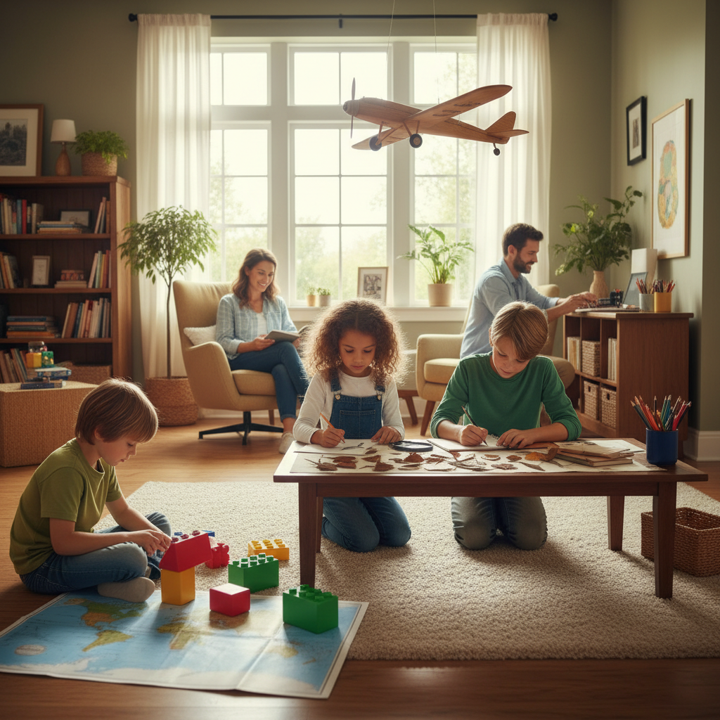 AI-generated illustration for: Unschooling with LearnSpark: Invisible Structure for Curiosity